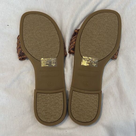 Montego Bay size 81/2 W comfy tan and brown slide sandals look new - Picture 5 of 17